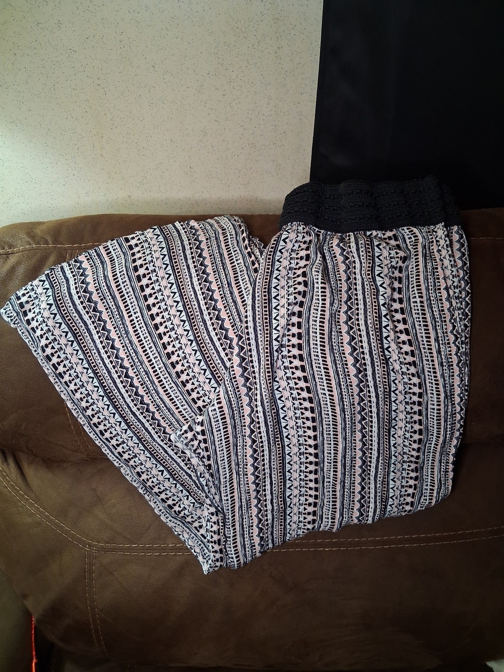 Robert Louis Black and White Striped Boho Wide-Leg Pants